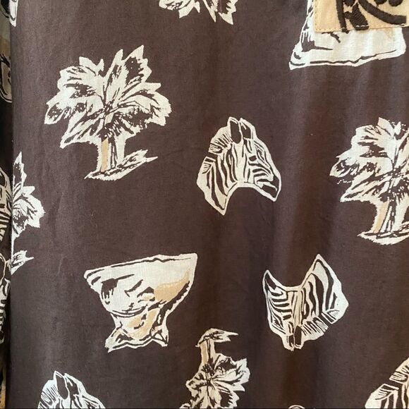 Cabernet XL Brown Serengeti Embroidered Design Cotton Tunic Loungewear Tunic - Picture 5 of 10